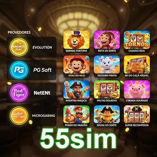 Ilustração de Explore a Diversão de Jogos e Slots na 55sim